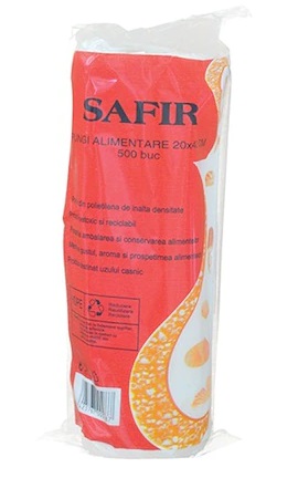 Pungi alimentare pentru paine (20*40 cm) SAFIR  400 buc/rola; 20 role/bax